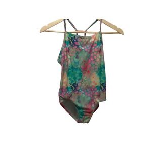Speedo One Piece Swimsuit Kids Large Multicolor Mermaid‎ Scale Racerback 7776348